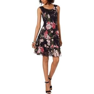 Connected Apparel rosewood floral lace dress